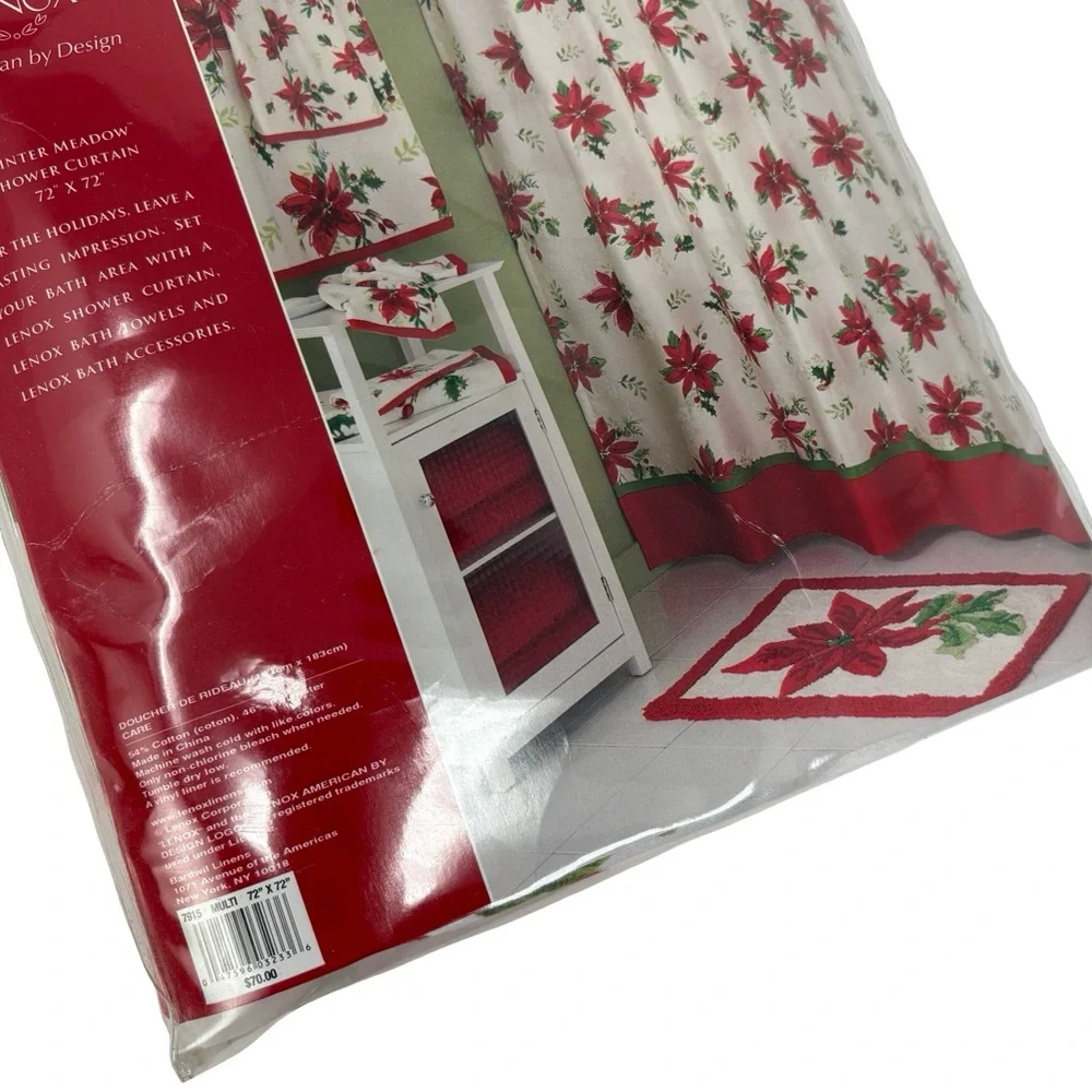 Lenox Christmas Holiday Winter Meadow Shower Curtain 72x72 New